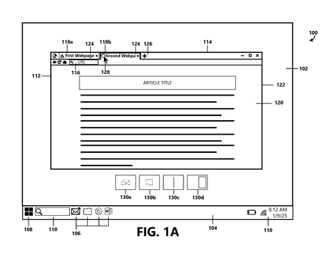 Web browser with suggested actions., drawing sheet 1 from US 2026/0277401 A1
