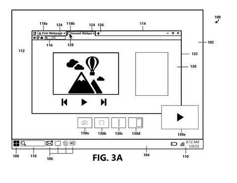 Browser with suggested video actions., drawing sheet 7 from US 2026/0277401 A1