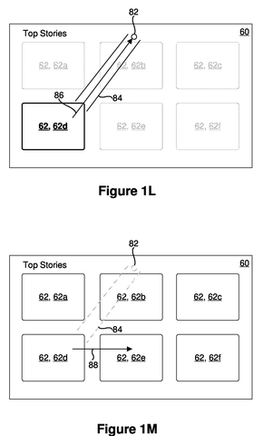 News feed with eye-tracking selection and movement., drawing sheet 7 from US 2026/0277410 A1