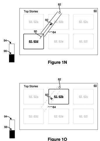 News feed with eye-tracking selection and progress., drawing sheet 8 from US 2026/0277410 A1