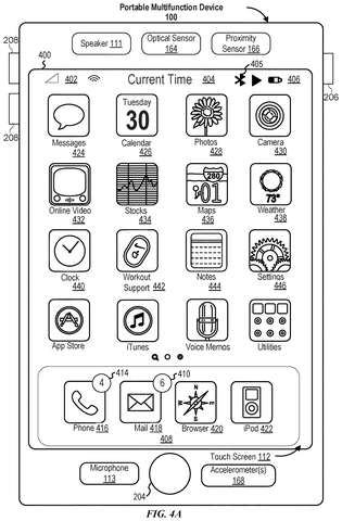 Smartwatch home screen with apps., drawing sheet 5 from US 2026/0277428 A1