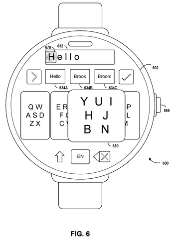 Smartwatch with enlarged keyboard key., drawing sheet 6 from US 2026/0277432 A1