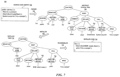 Code distillation example., drawing sheet 7 from US 2026/0277576 A1