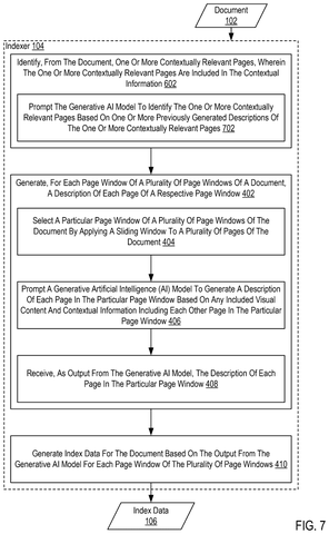 Indexer process identifying relevant pages., drawing sheet 7 from US 2026/0277943 A1