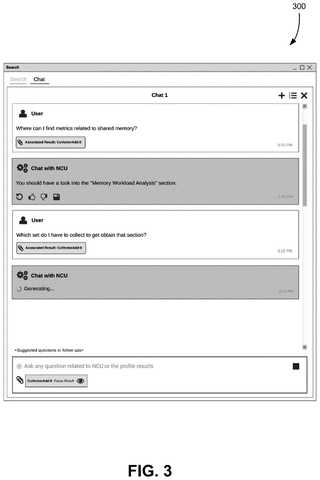 Chat interface for GPU performance queries., drawing sheet 3 from US 2026/0277953 A1