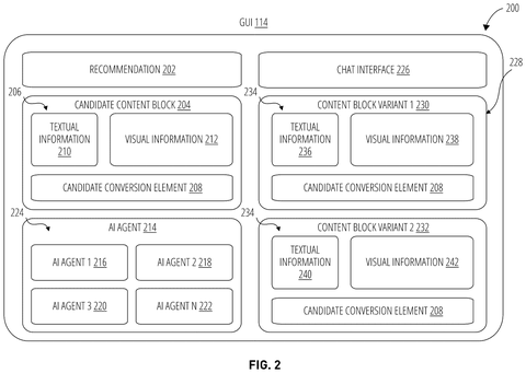 Graphical user interface with content blocks., drawing sheet 2 from US 2026/0278245 A1