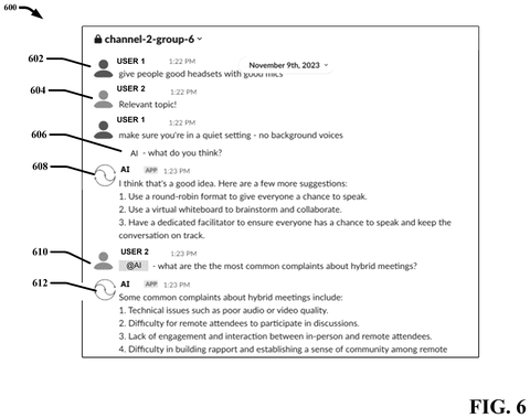 AI assistant answering chat questions., drawing sheet 6 from US 2026/0278283 A1
