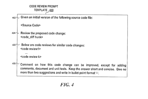 Code review prompt template, drawing sheet 4 from US 2026/0278303 A1