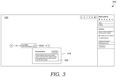 User interface for audience query., drawing sheet 3 from US 2026/0278505 A1