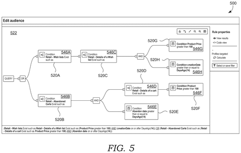 User interface for editing audience., drawing sheet 5 from US 2026/0278505 A1