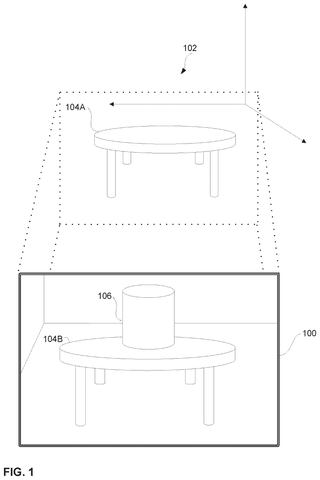 Augmented reality scene with table., drawing sheet 1 from US 2026/0278670 A1