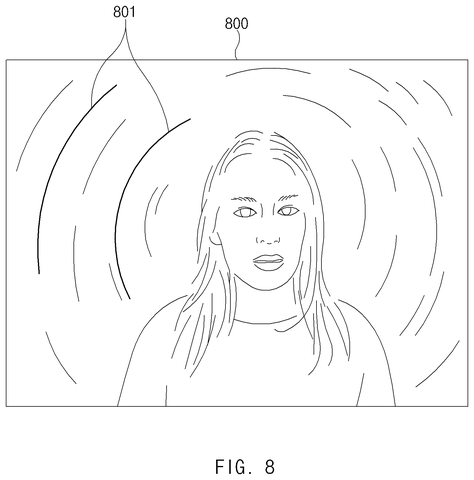 Radial blur effect on a portrait., drawing sheet 8 from US 2026/0278740 A1