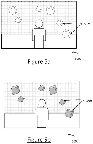 Video game scene with floating objects., drawing sheet 7 from US 2026/0278749 A1