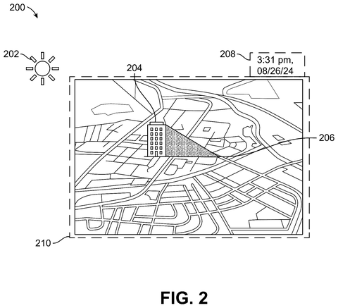 Aerial map with building shadows., drawing sheet 2 from US 2026/0278821 A1