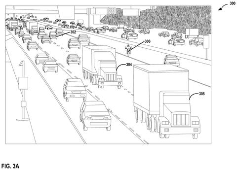Highway traffic with vehicles and pedestrian., drawing sheet 3 from US 2026/0278843 A1