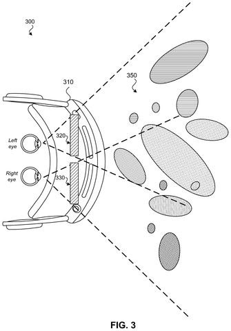 Headset displaying 3D virtual objects., drawing sheet 3 from US 2026/0278850 A1