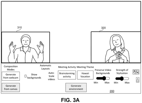 Video call interface, environment controls, drawing sheet 6 from US 2026/0278869 A1