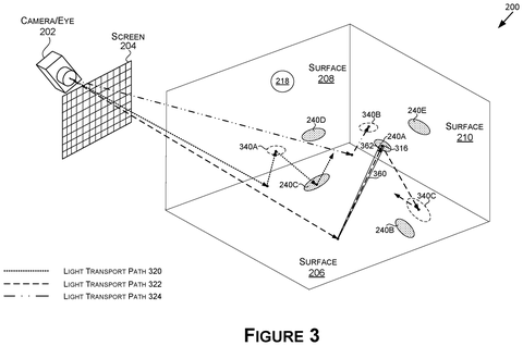 Light transport paths with surface points., drawing sheet 3 from US 2026/0278915 A1