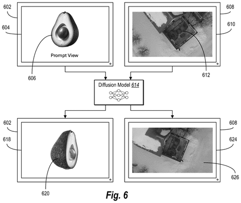 Diffusion model generating new views., drawing sheet 7 from US 2026/0278922 A1