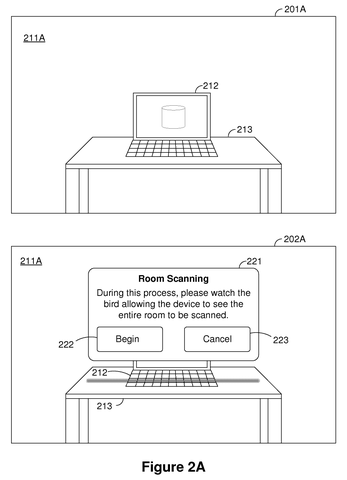 Laptop displaying room scanning prompt., drawing sheet 2 from US 2026/0278937 A1
