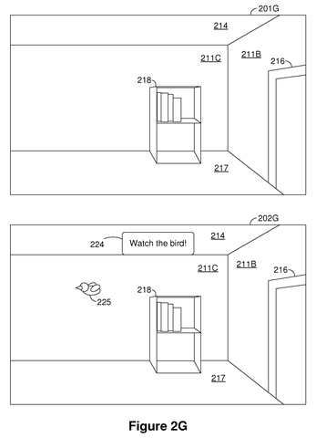 Bookshelf and door with bird animation., drawing sheet 8 from US 2026/0278937 A1
