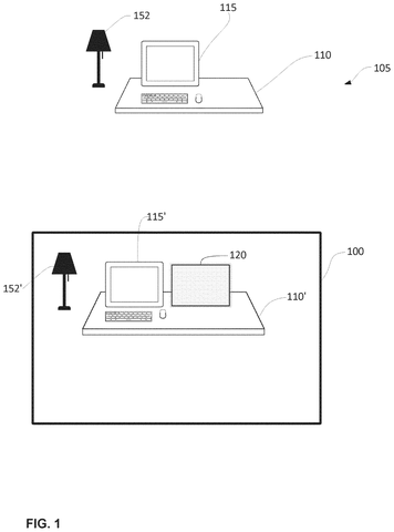Computer setup with lamp., drawing sheet 1 from US 2026/0278965 A1