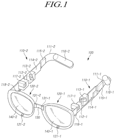 Augmented reality glasses with components., drawing sheet 1 from US 2026/0278967 A1