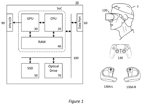 Virtual reality headset and controllers, drawing sheet 1 from US 2026/0279086 A1