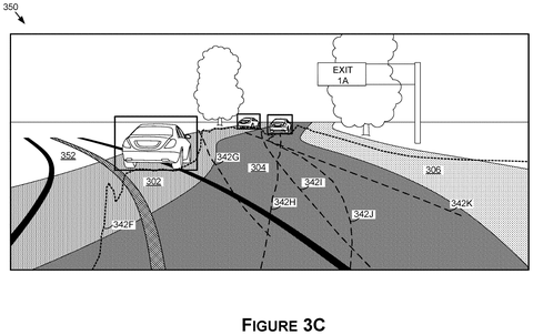 Car approaching highway exit, drawing sheet 5 from US 2026/0279202 A1