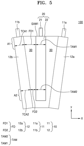 Curved tapered power strip in battery., drawing sheet 5 from US 2026/0279973 A1