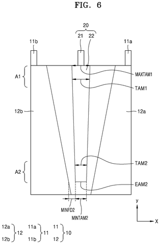 Tapered power strip with minimum width., drawing sheet 6 from US 2026/0279973 A1