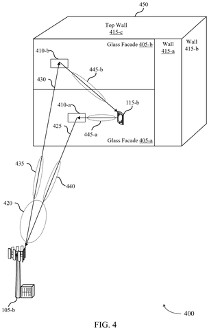 Cell tower communicating through windows., drawing sheet 4 from US 2026/0280611 A1