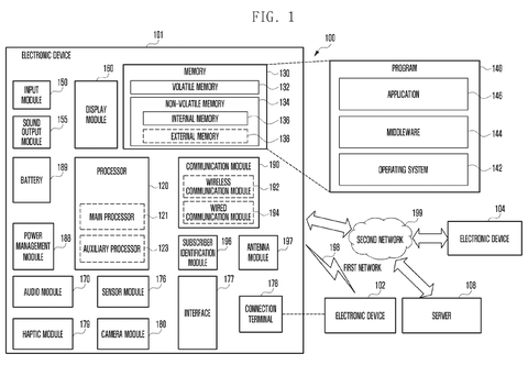 Electronic device block diagram., drawing sheet 1 from US 2026/0281167 A1