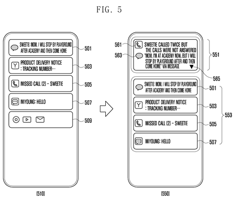 Notifications summarized with a message., drawing sheet 5 from US 2026/0281229 A1