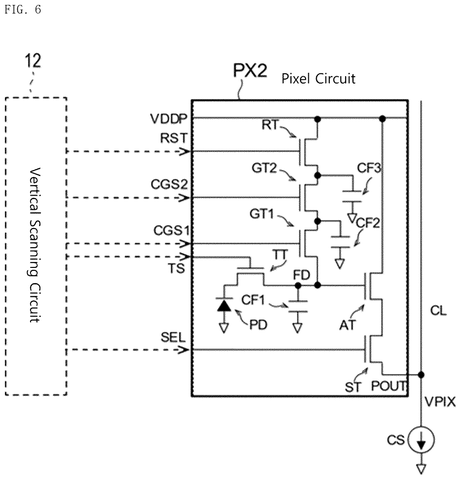 Pixel circuit PX2 details, drawing sheet 6 from US 2026/0281590 A1