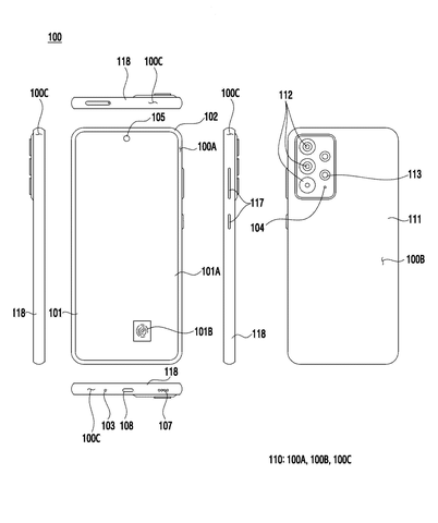 Smartphone external views, drawing sheet 1 from US 2026/0282252 A1