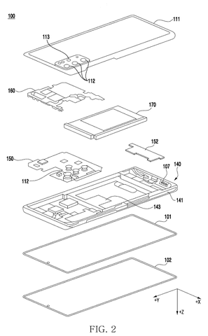 Exploded view of smartphone, drawing sheet 2 from US 2026/0282252 A1