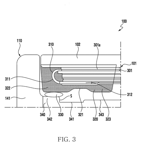 Cross-section of phone display, drawing sheet 3 from US 2026/0282252 A1