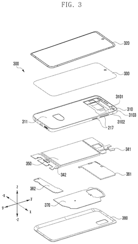 Exploded view of smartphone components., drawing sheet 4 from US 2026/0282259 A1