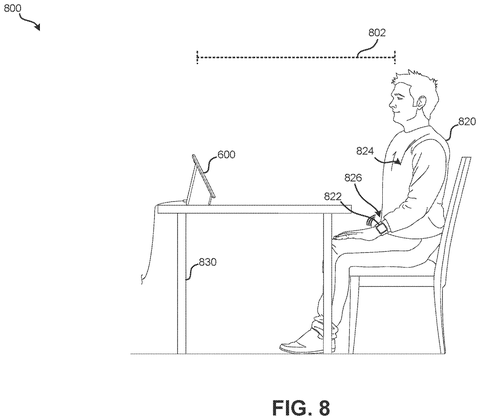 Person using smart display and smartwatch., drawing sheet 8 from US 2026/0283485 A1
