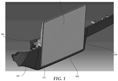 Dashboard screen in lowered position., drawing sheet 1 from US 2026/0285240 A1