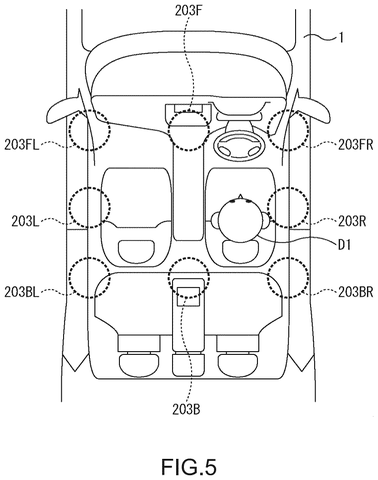 In-vehicle sound presentation locations., drawing sheet 5 from US 2026/0285347 A1