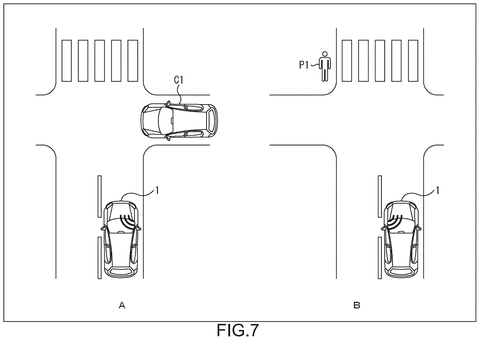 Vehicle at intersection with dangers., drawing sheet 7 from US 2026/0285347 A1