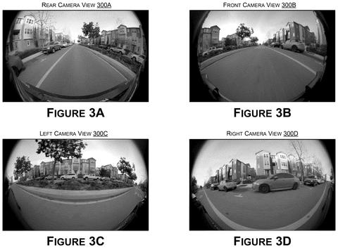 Rear, front, left, right camera views, drawing sheet 3 from US 2026/0285348 A1