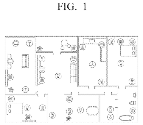 Floor plan with smart devices., drawing sheet 1 from US 2026/0287390 A1
