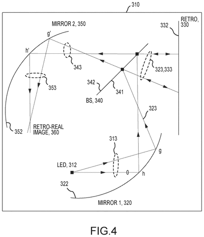 Light path in retroreflective display., drawing sheet 5 from US 2026/0287803 A1