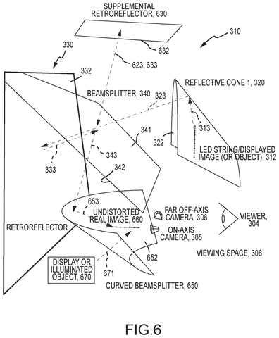 Retroreflective display with curved beamsplitter., drawing sheet 7 from US 2026/0287803 A1