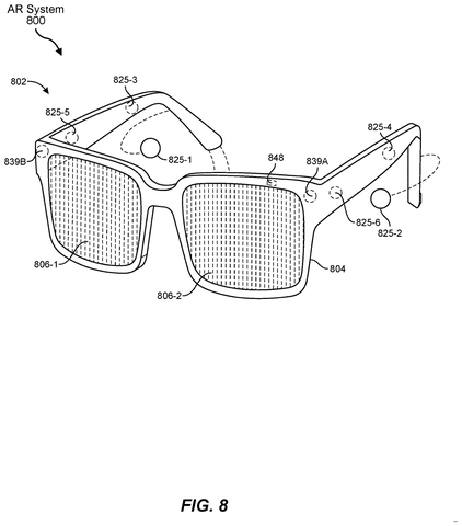 Augmented reality glasses with sensors., drawing sheet 8 from US 2026/0288266 A1