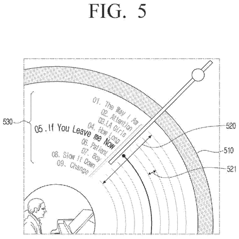 Virtual record player with track list., drawing sheet 5 from US 2026/0288307 A1