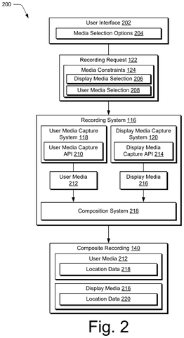 Recording system data flow, drawing sheet 2 from US 2026/0288316 A1